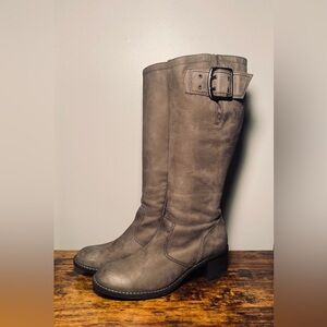 Brown Suede Paul Green Riding Boots With Buckle